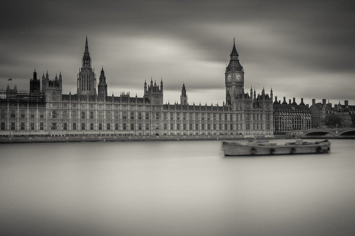 London Big Ben Houses of Parliament and River Thames Long Exposure
