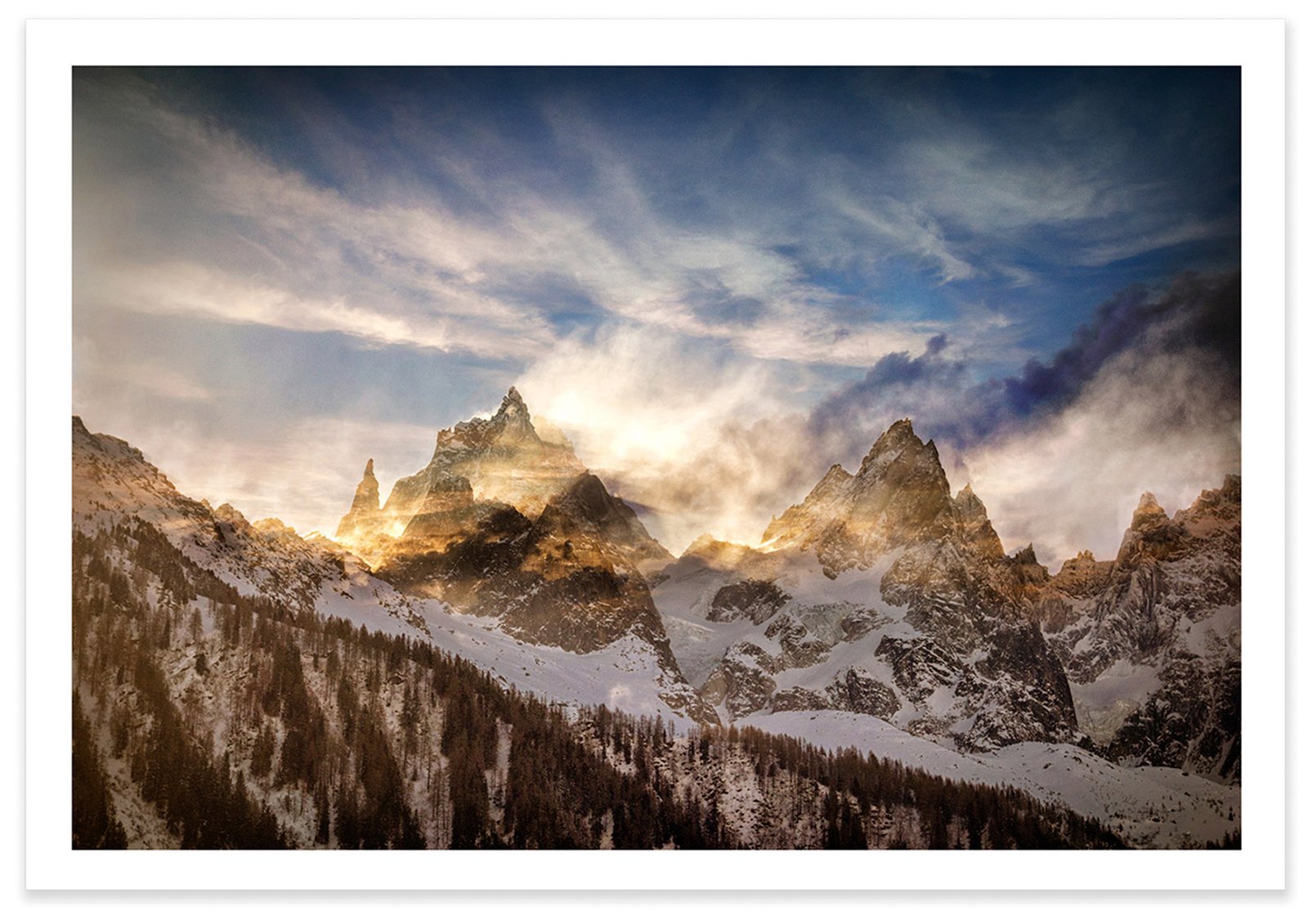 TZ Prints fine art landscape photograph clouds in the mountains at sunset