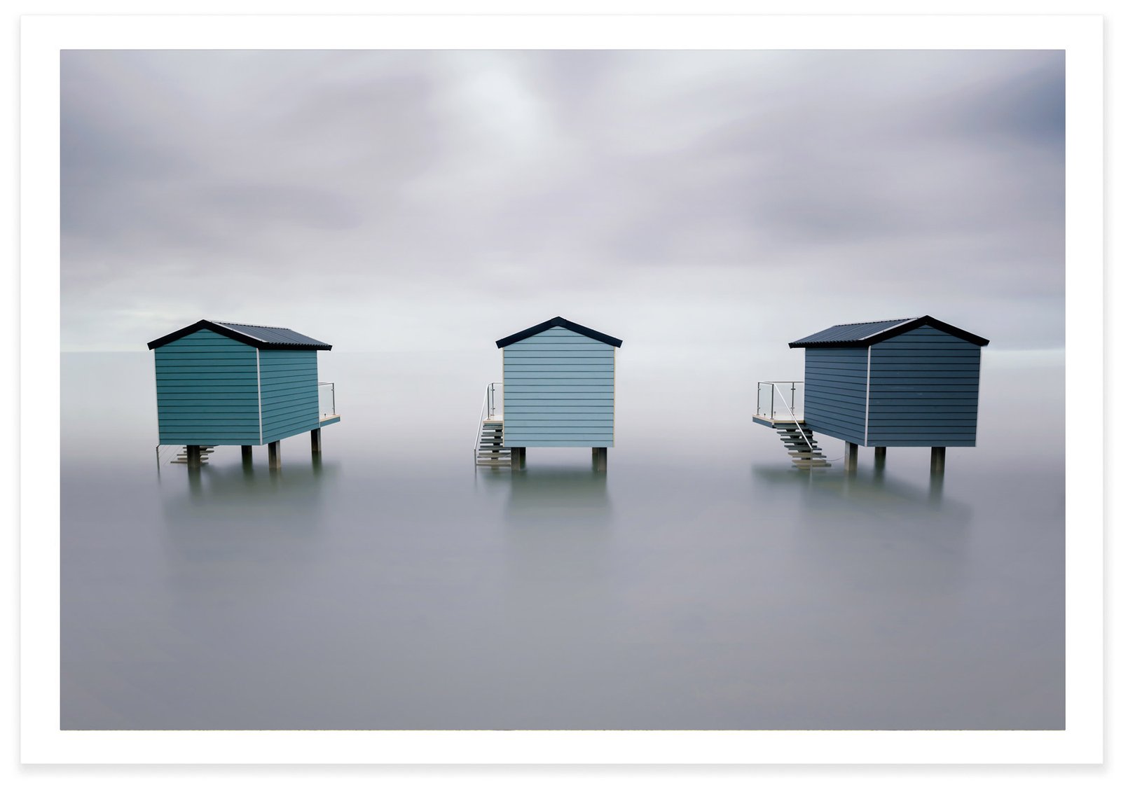 TZPrints landscape photography fishing huts ocean minimalist