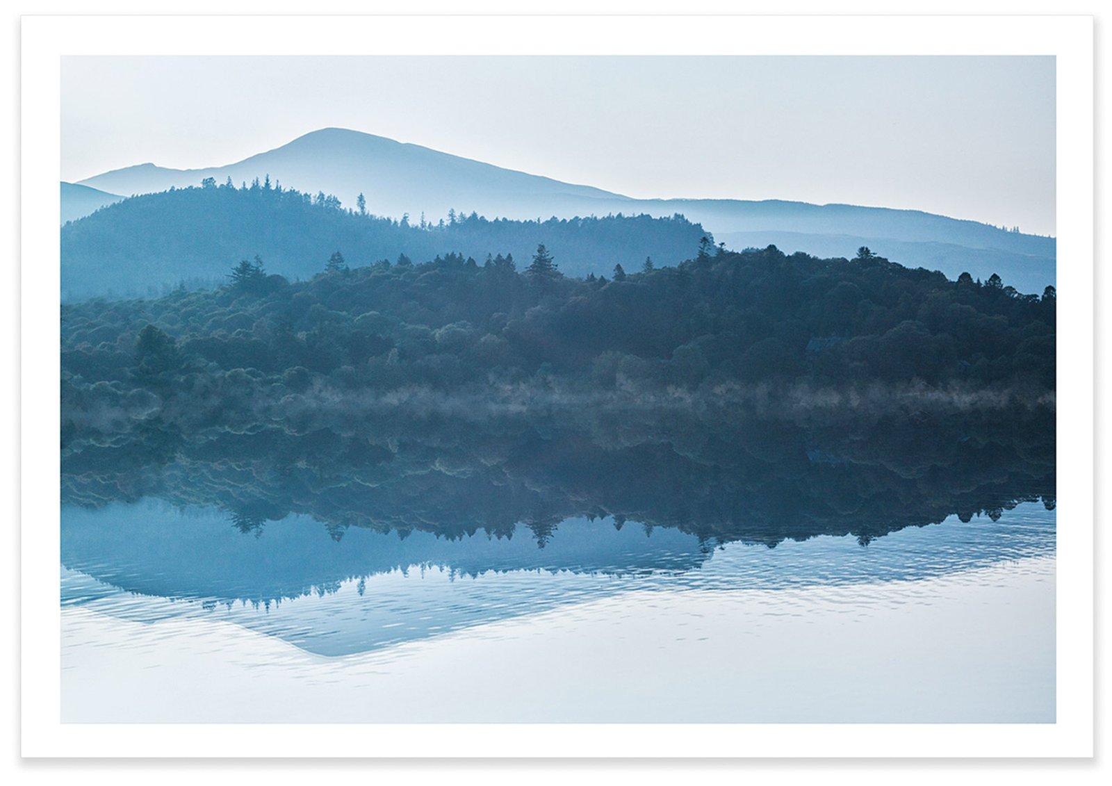 TZ Prints fine art landscape photograph of dawn mist reflections in the lake district UK